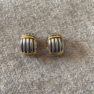 “Huggie” vintage earrings close magnetically.
